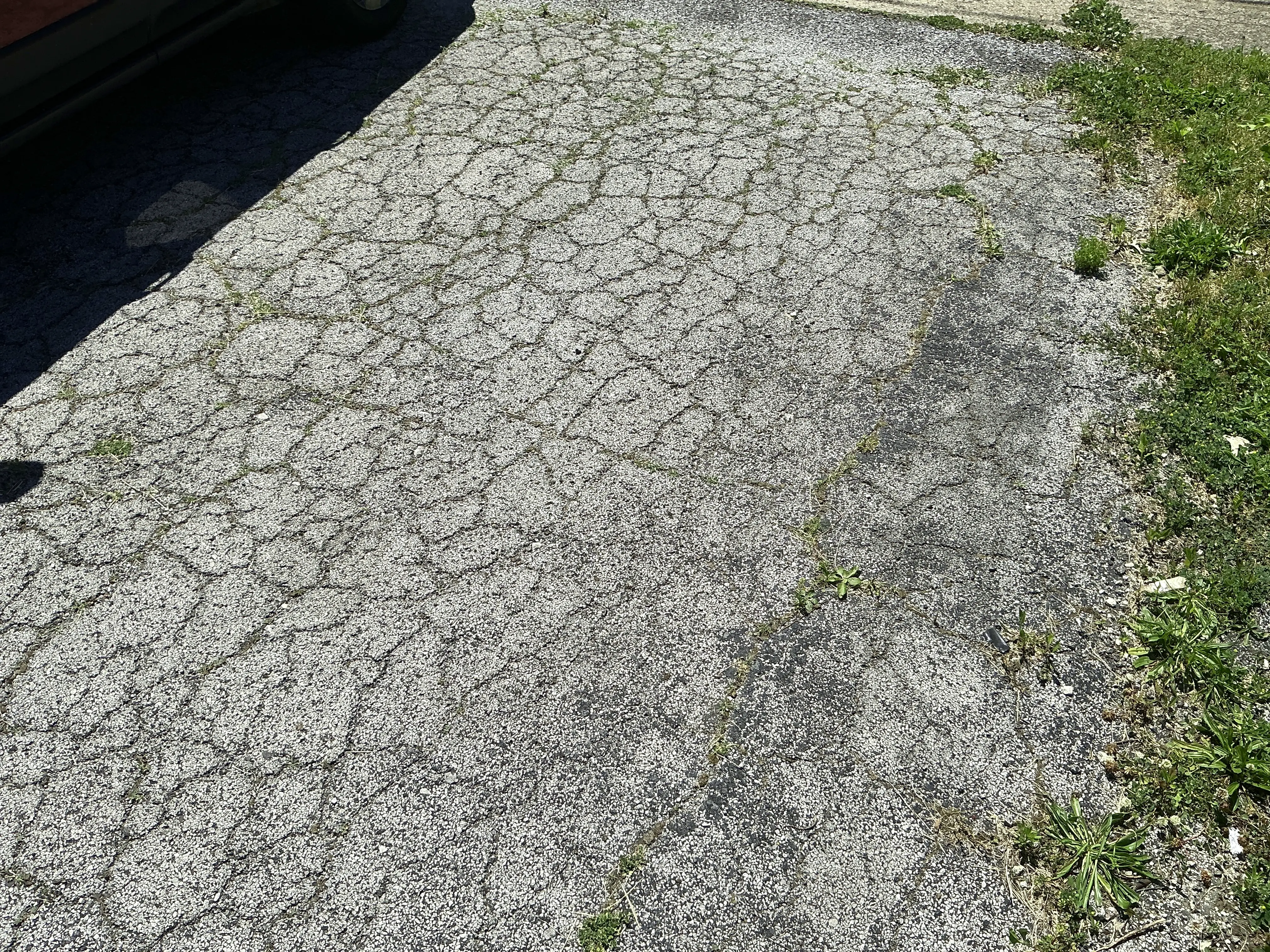 Severely cracked asphalt driveway exhibiting extensive alligator cracking 2026-08-19