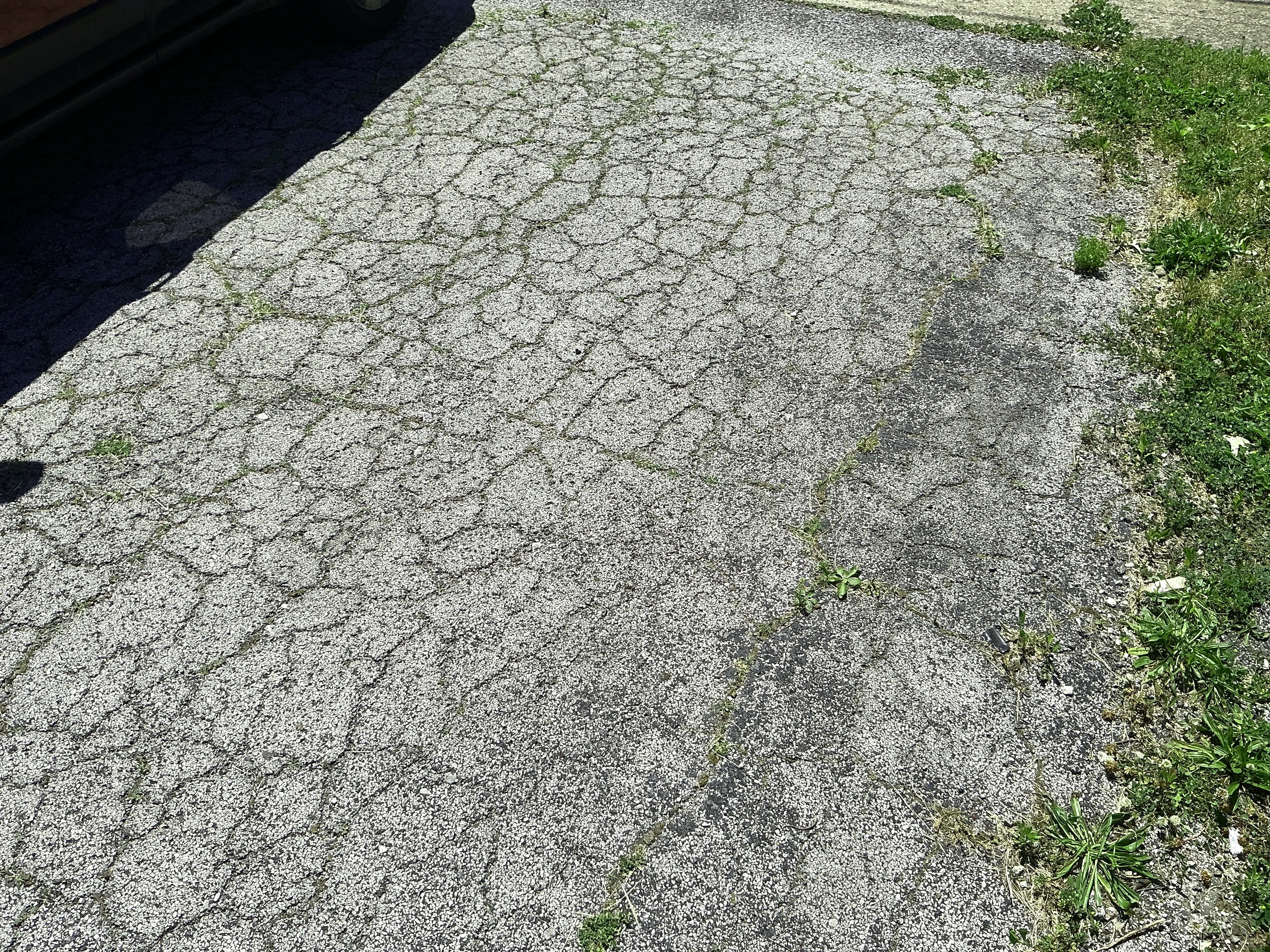 Severely cracked asphalt driveway exhibiting extensive alligator cracking 2026-07-20
