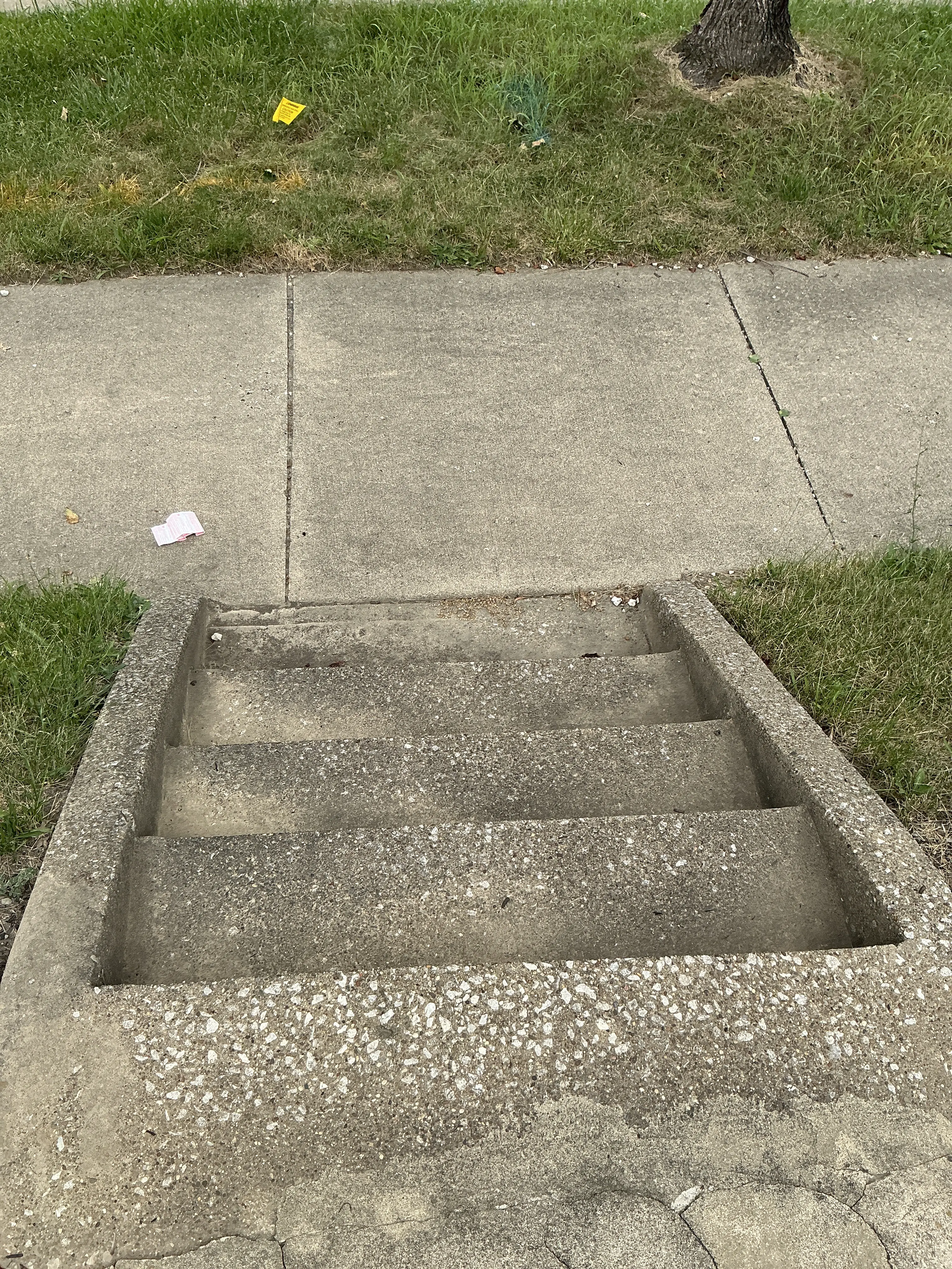 Concrete outdoor steps next to sidewalk and lawn 2026-07-31
