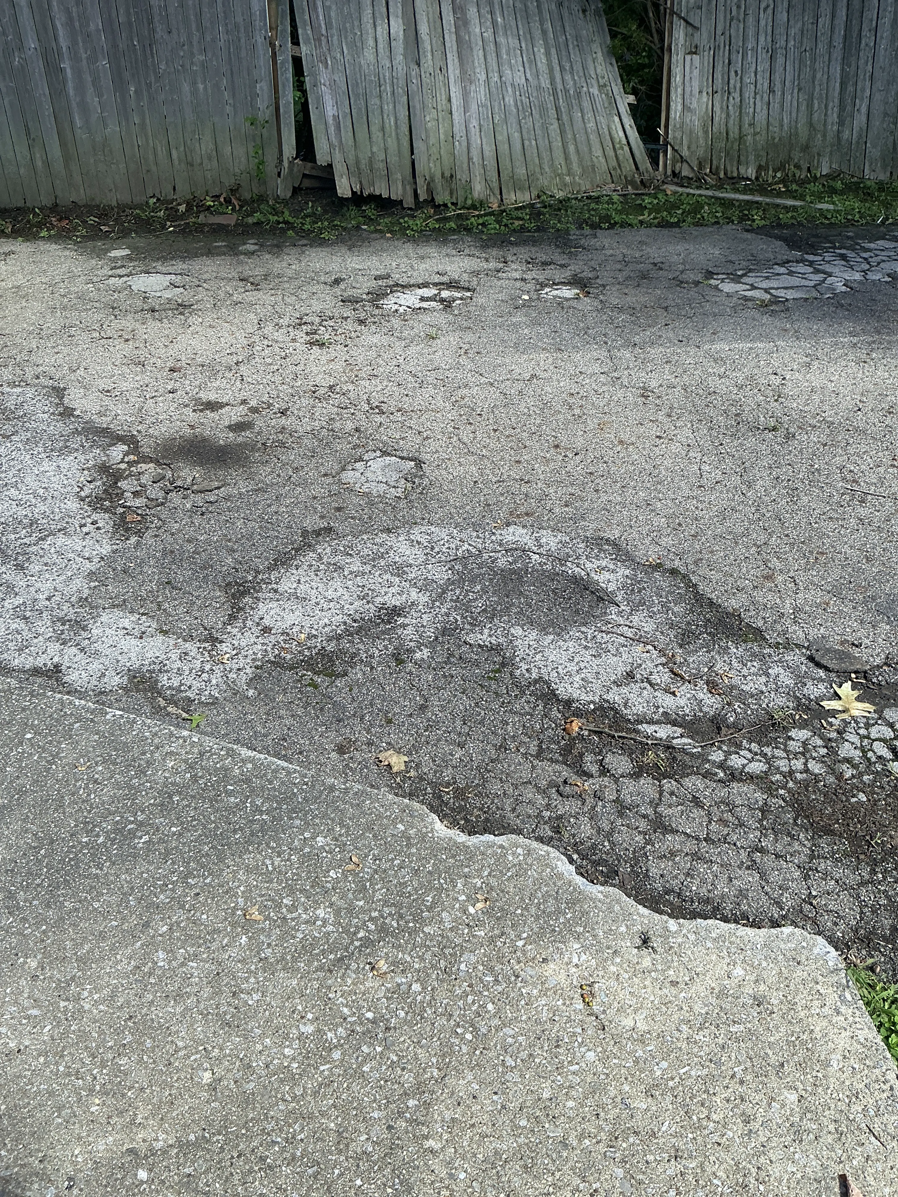 Severely cracked and worn asphalt driveway requiring repair 2026-07-24